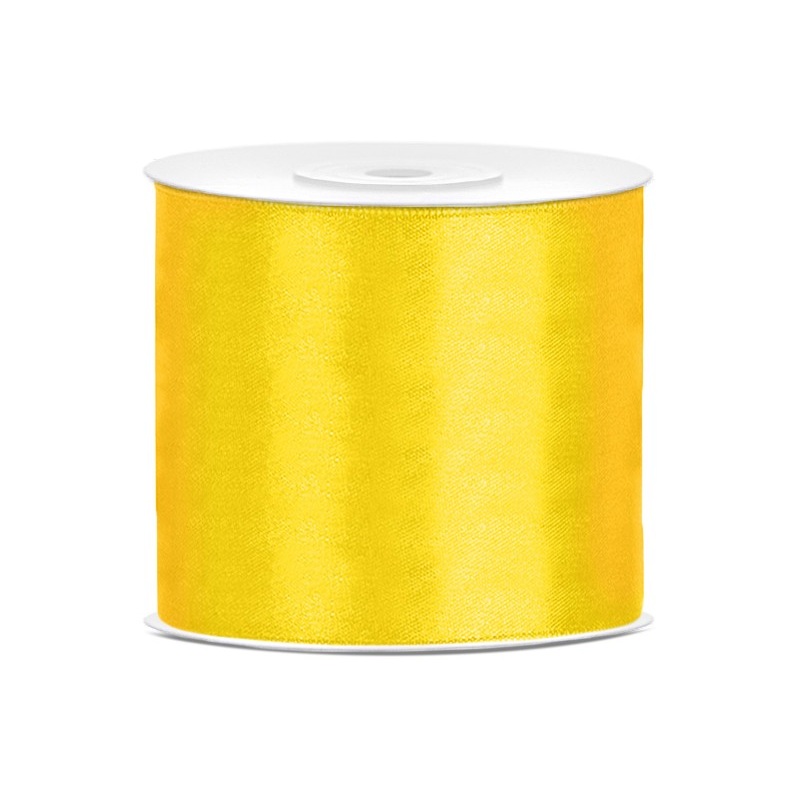 25m satin ribbon yellow 75mm wide