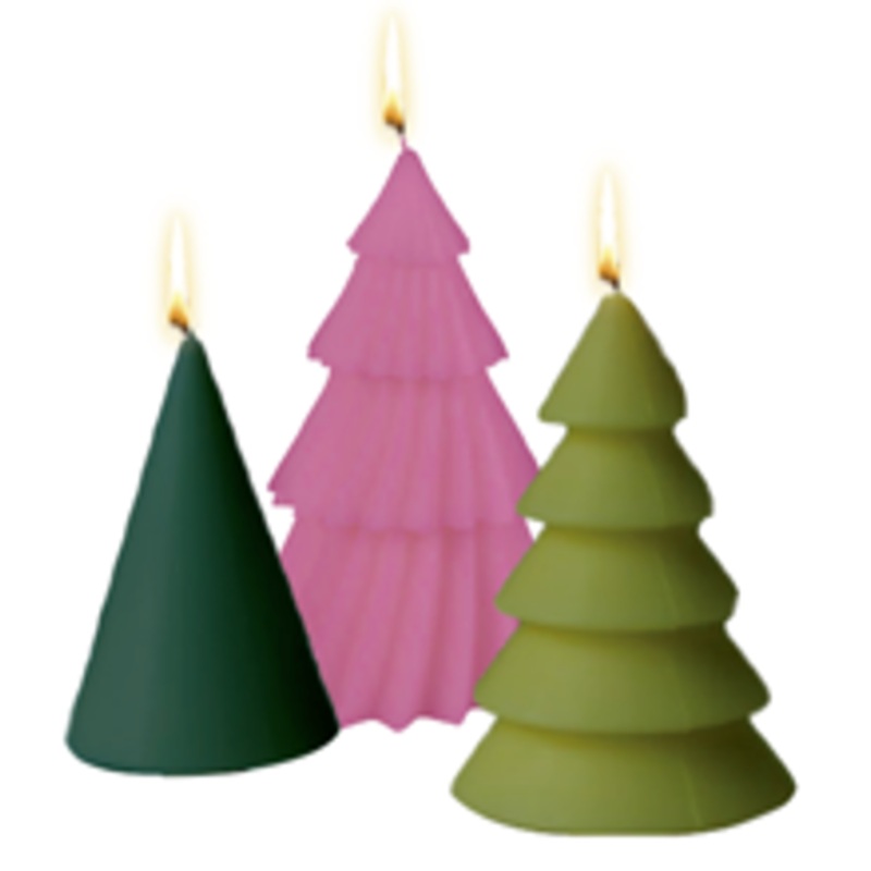 3 fir tree figure candles - Colorful Christmas