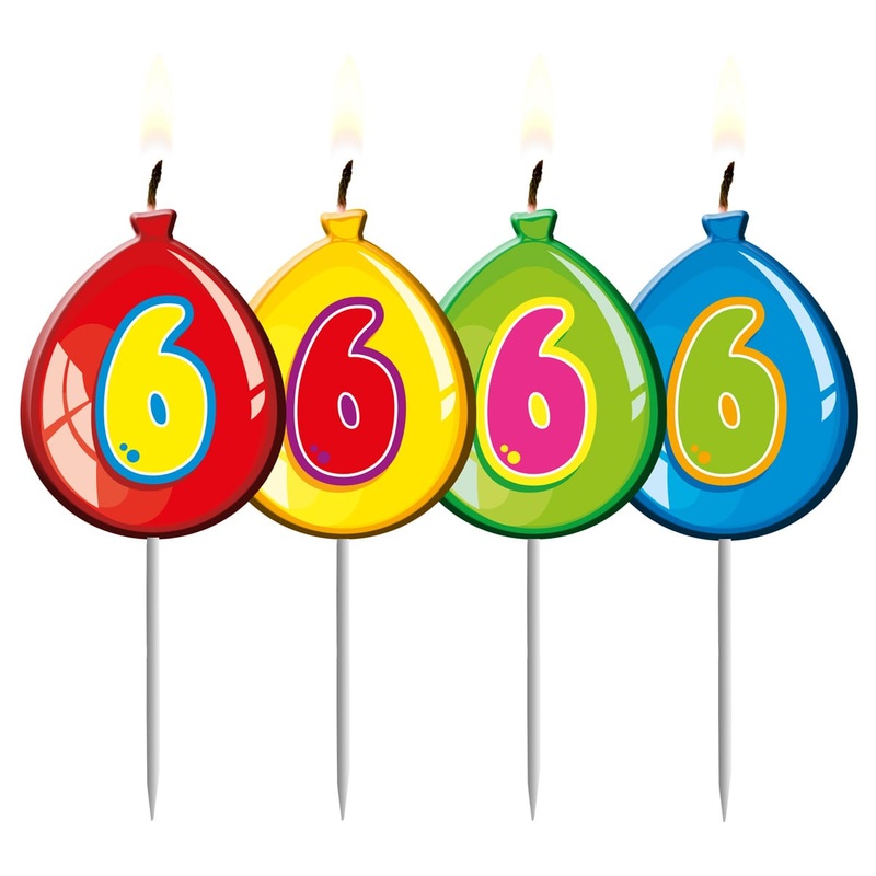4 balloon candles number 6