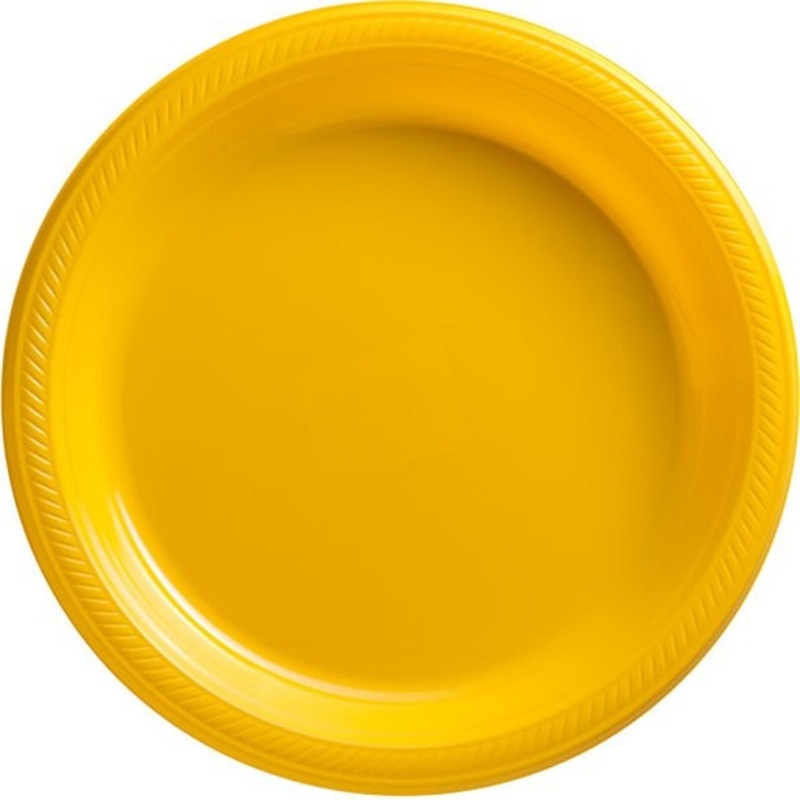50 yellow plastic plates 26cm