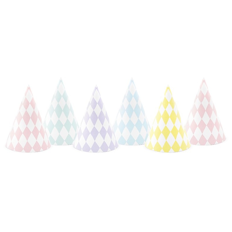 6 candy party hats 16cm