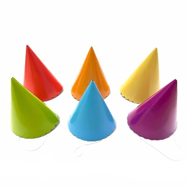 6 colorful party hats