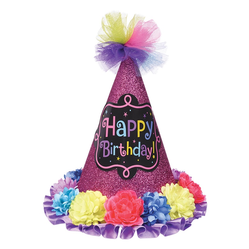 6 party hats with fabric color glamor