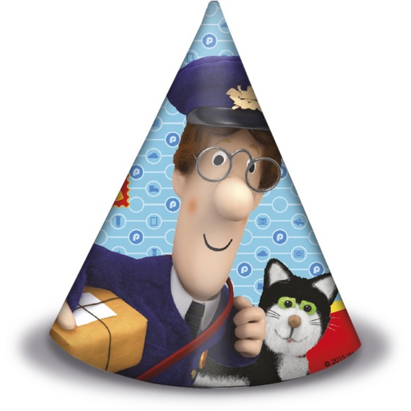 6 Postman Pat Adventure Party Hats 16cm