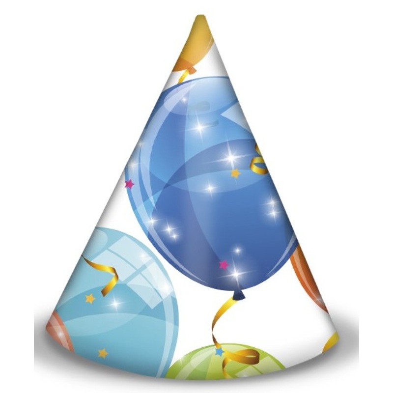 6 sparkling balloon party hats 16cm