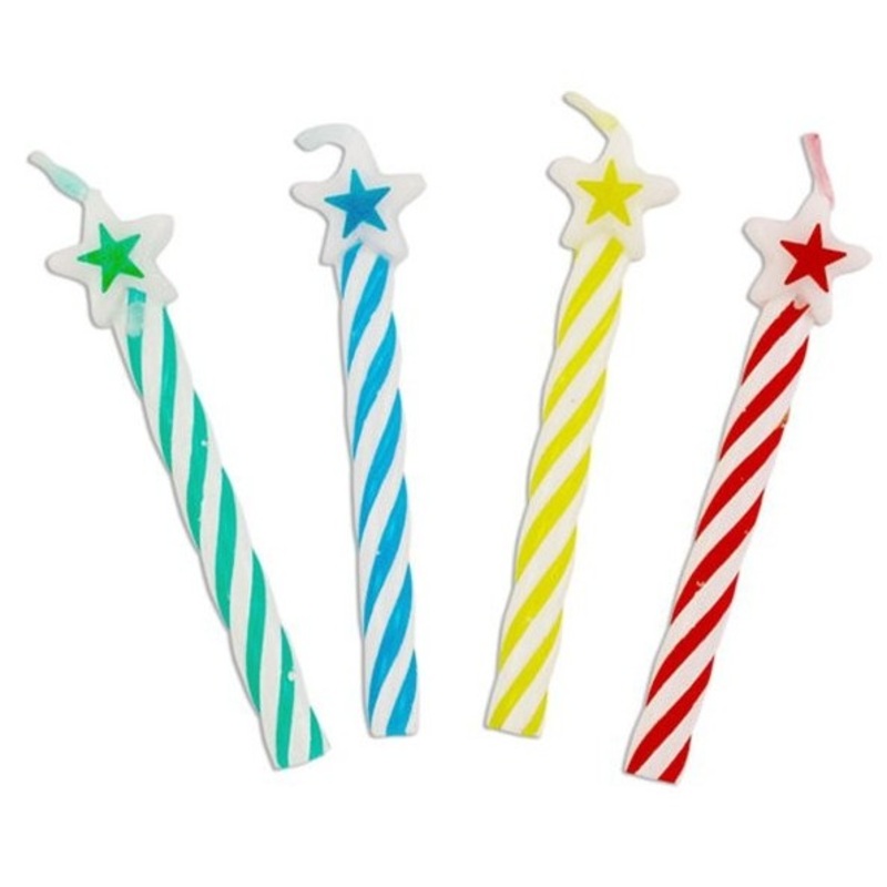 8 colorful star cake candles