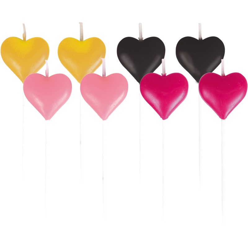 8 Little love heart cake candles