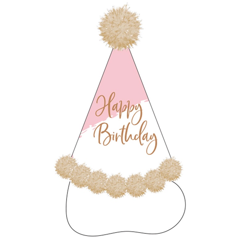 Birthday hat tinsel rose gold