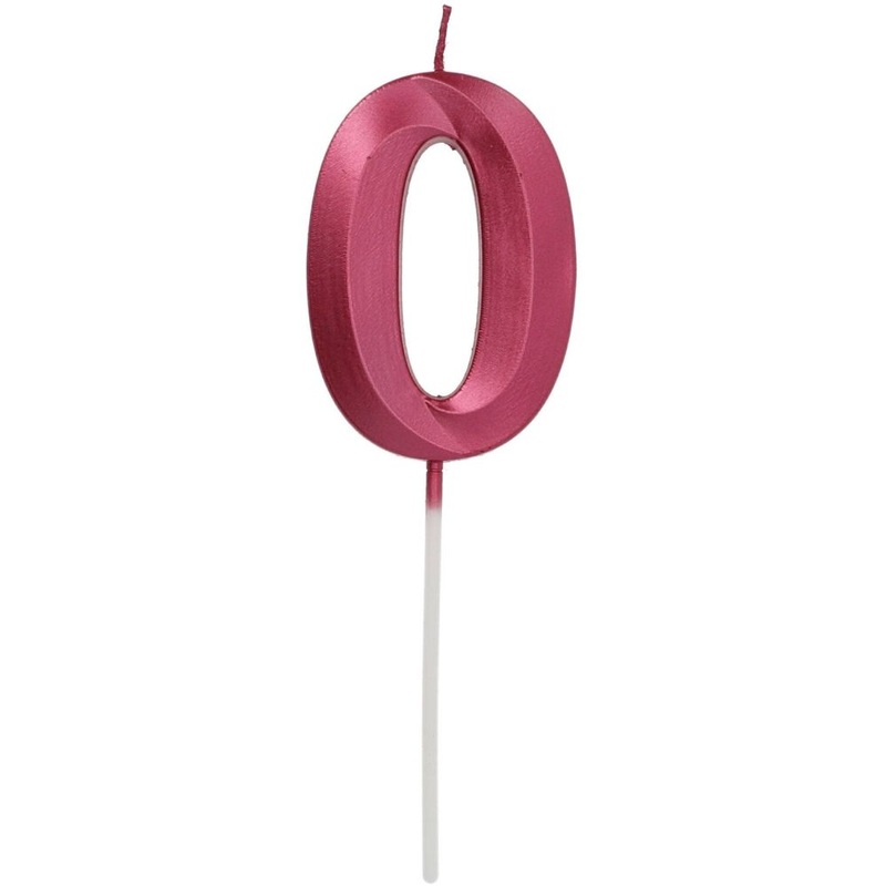 Cake candle number 0 Glamour Pink 7cm