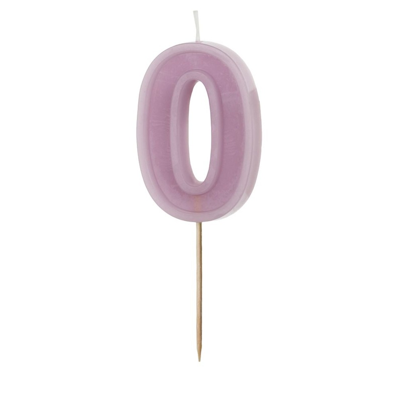 Cake candle number 0 purple 6cm