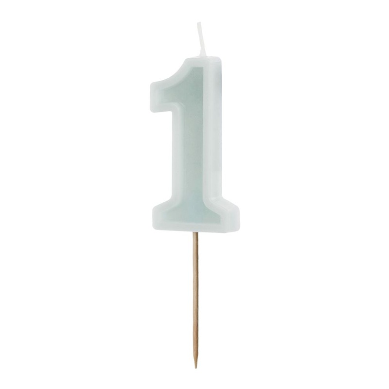 Cake candle number 1 green-blue 6cm