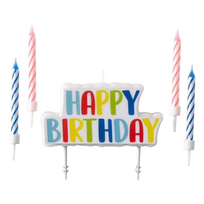 Colorful Happy Birthday candle set 5 pieces
