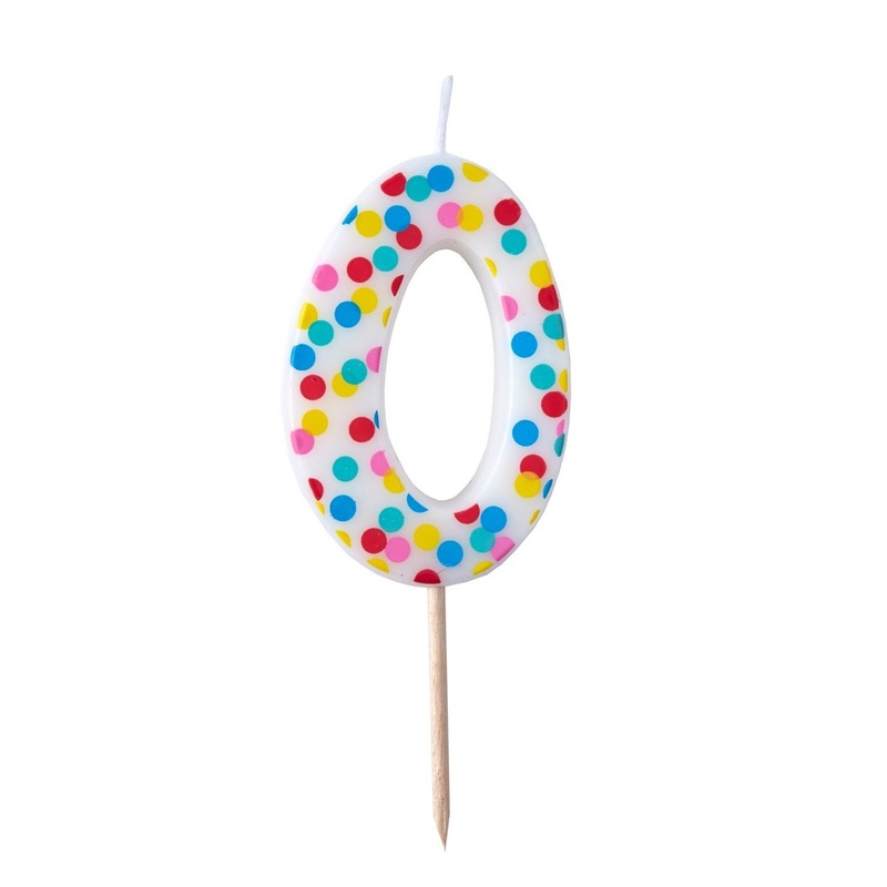 Colorful mix & match number 0 cake candle 9cm