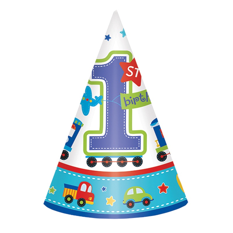 First birthday boy party hat with toys 8 pieces