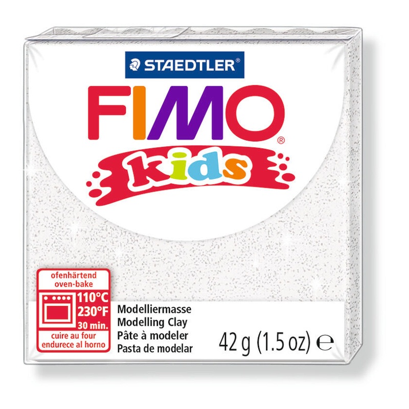 STAEDTLER FIMO Modelliermasse kids Normalblock glitter wei 42g