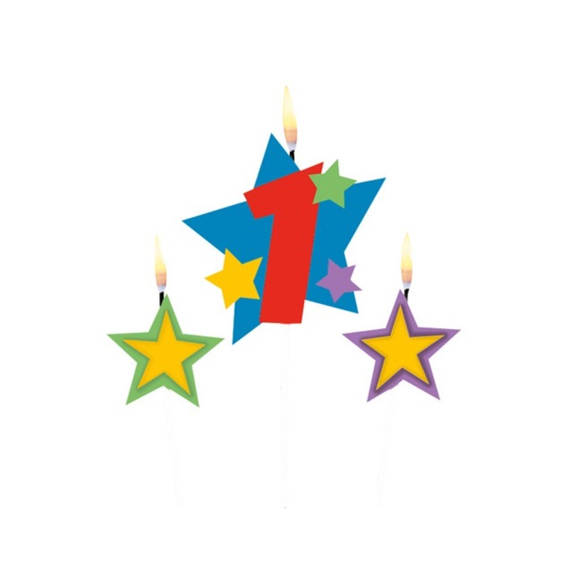 Stardust number candle 1 for cakes 3 pieces