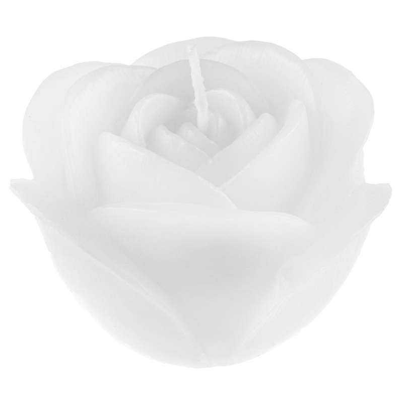 Wedding candle rose white 12 x 7 cm