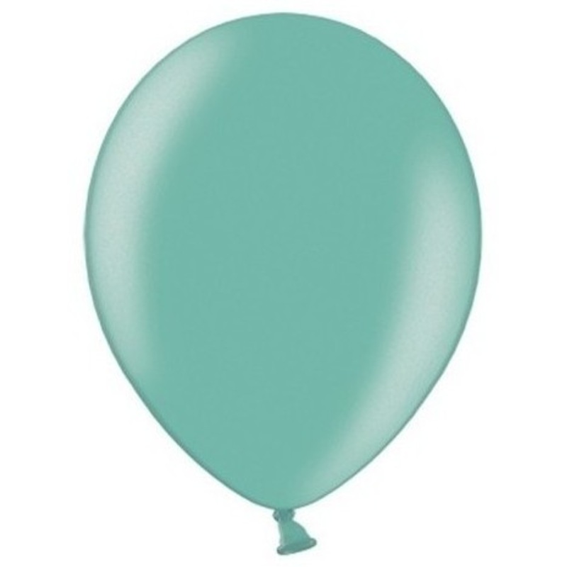 100 Partystar metallic balloons aquamarine 27cm