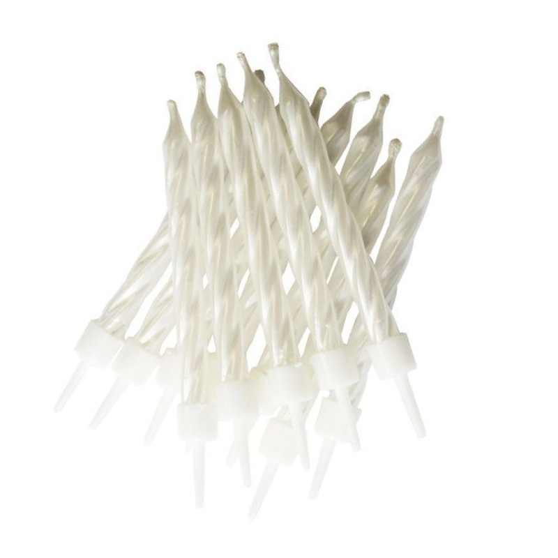 12 white mother-of-pearl candles Celebration 7.5cm
