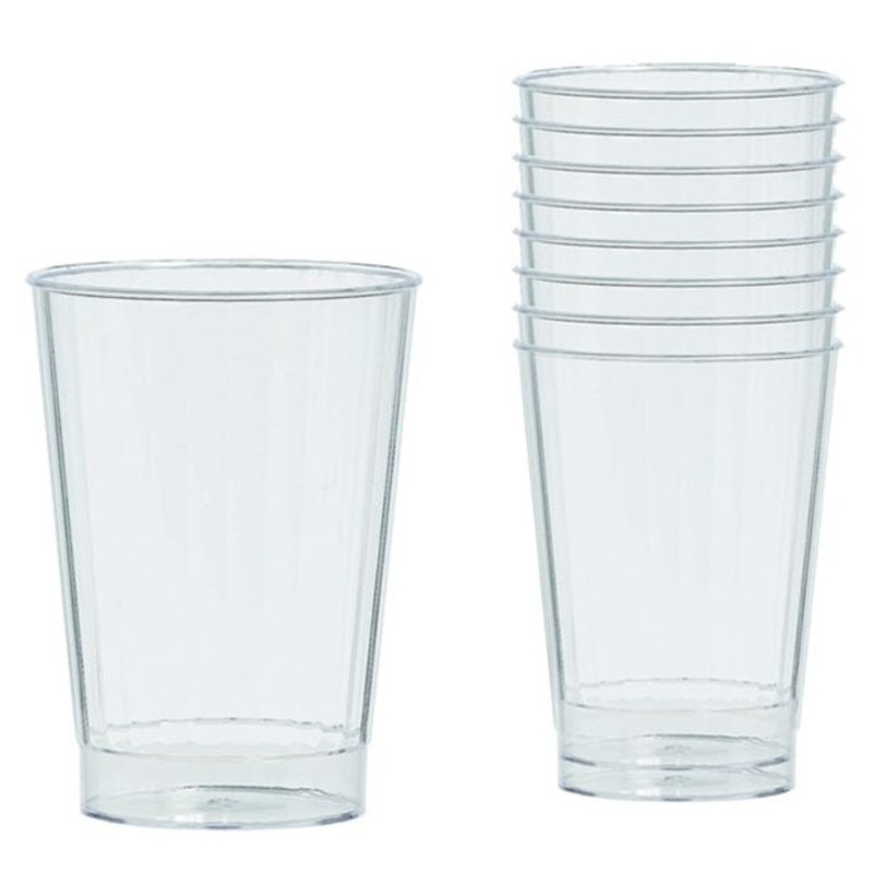 16 clear plastic drinking glasses 340ml