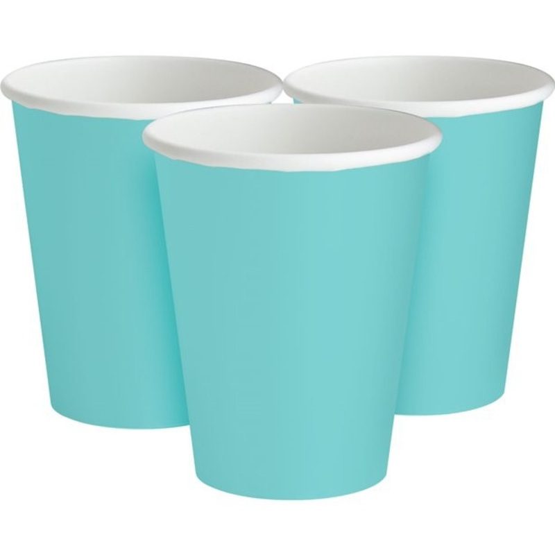 20 pastel colored paper cups, turquoise 266ml