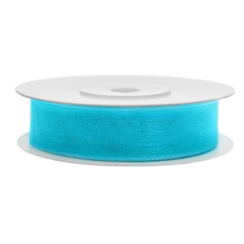 25m chiffon gift ribbon in turquoise