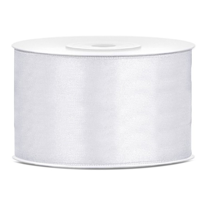 25m satin gift ribbon white 3.8cm