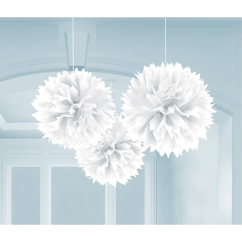 3 Romance pompoms white