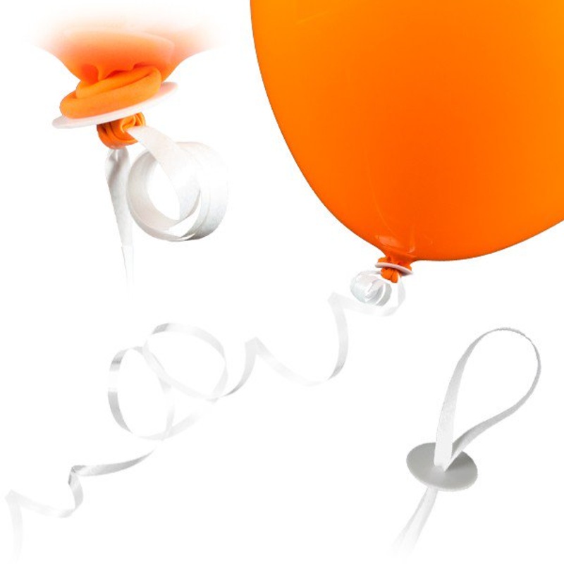 50 balloon caps with ribbon - white