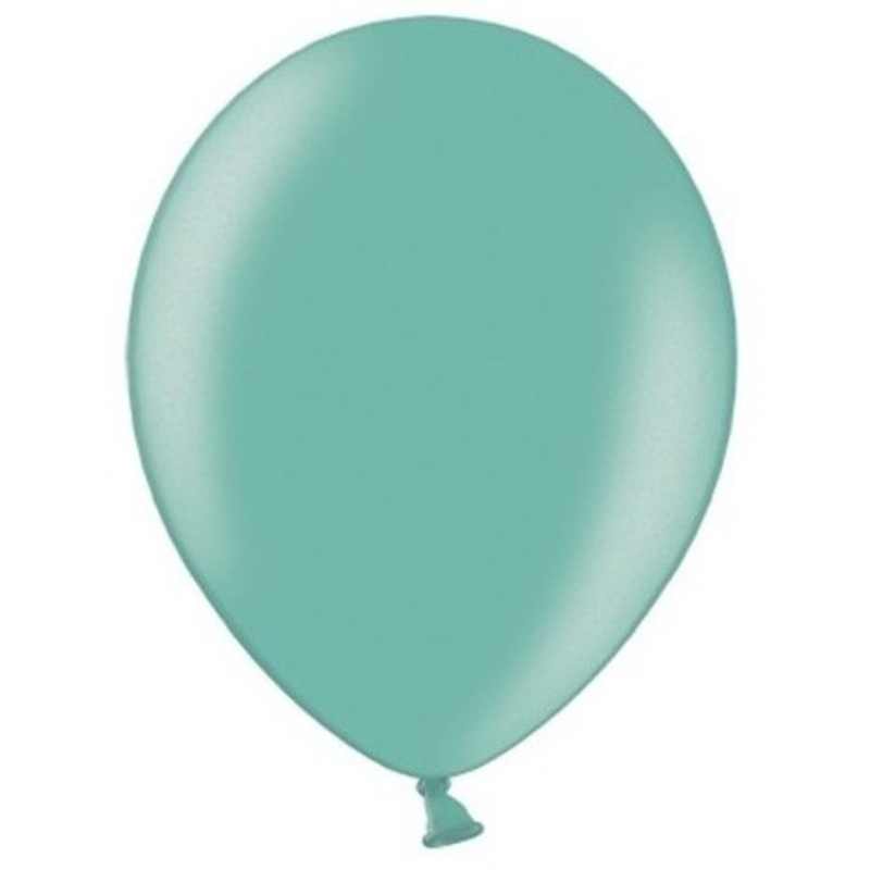 50 Partystar metallic balloons aquamarine 27cm
