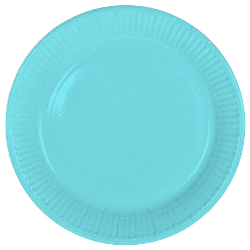 8 paper plates Cleo turquoise 23cm