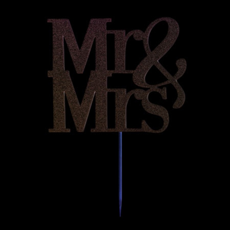 Glittering Mr & Mrs cake decoration