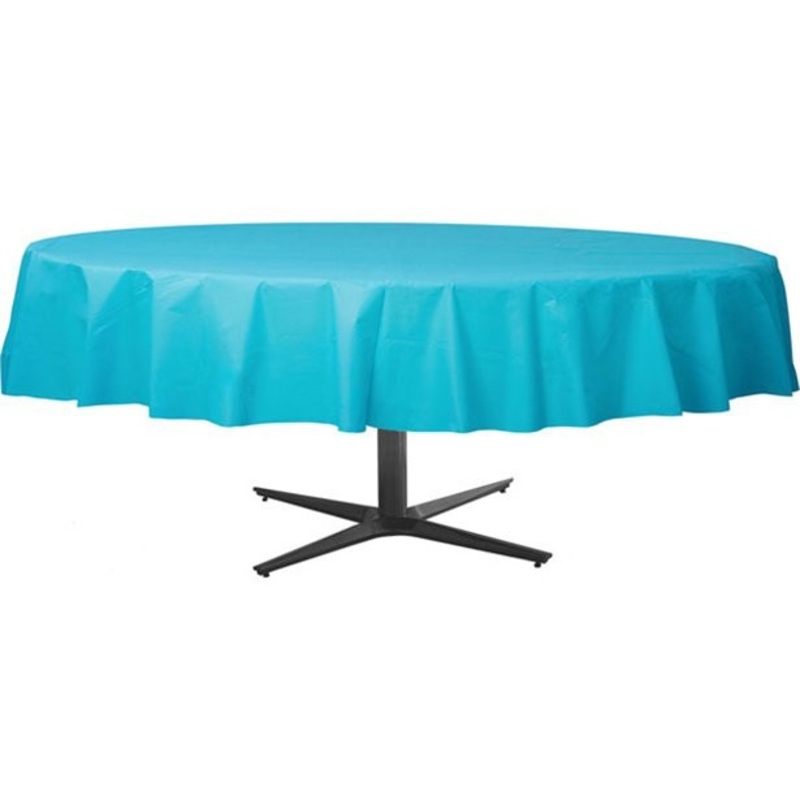 Plastic tablecloth round turquoise 2.1m