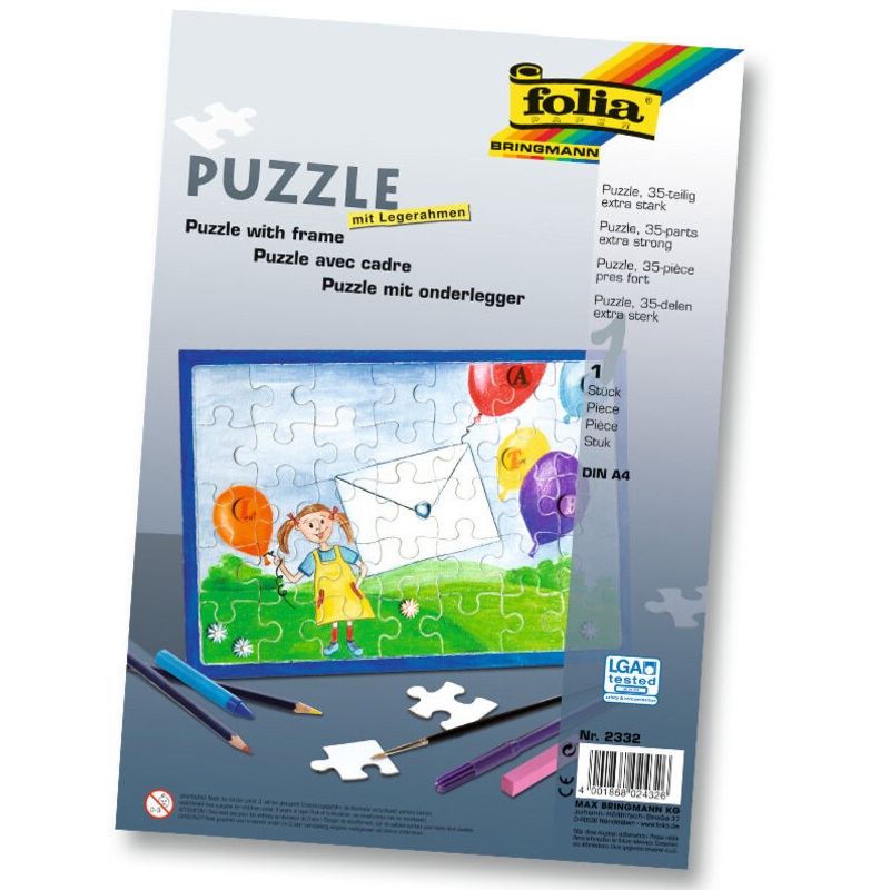Puzzle mit Legerahmen zum Selbstbemalen wei DIN A4 35 Teile