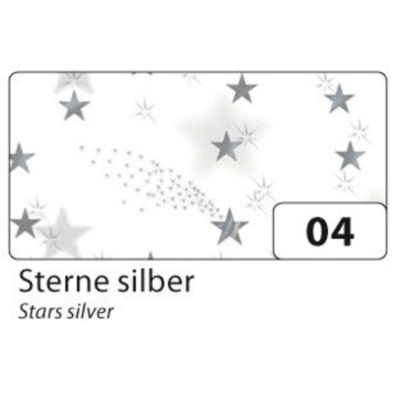 Transparentpapier Rolle Sterne silber 50,5x70cm