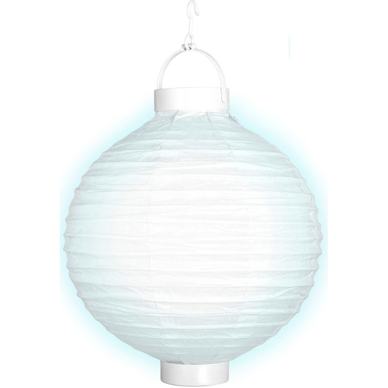 White lantern with LED light 30 cm