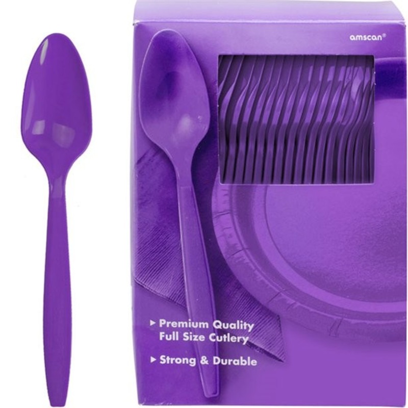 100 purple plastic spoons Glory 20cm