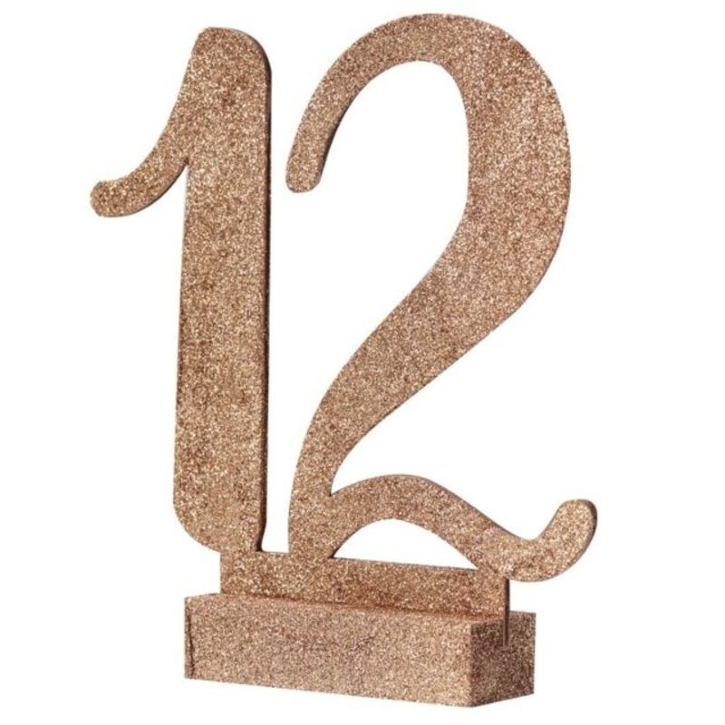 12 fairy tale wedding glitter table numbers