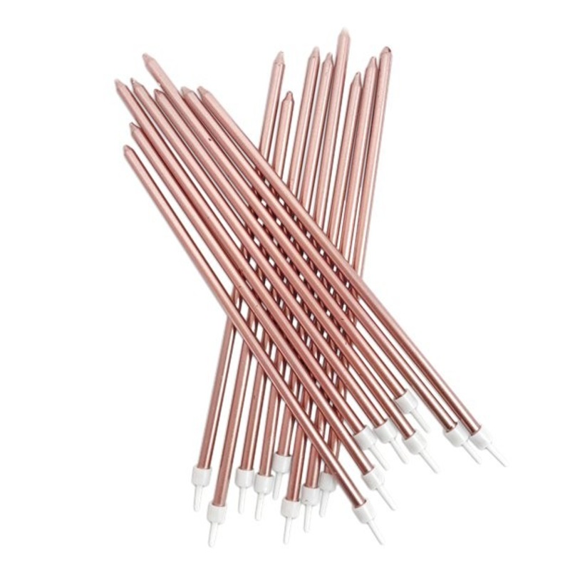 16 rose gold cake candles Metallic XXL 18cm