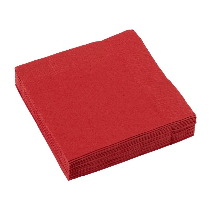 20 party buffet paper napkins red 25cm