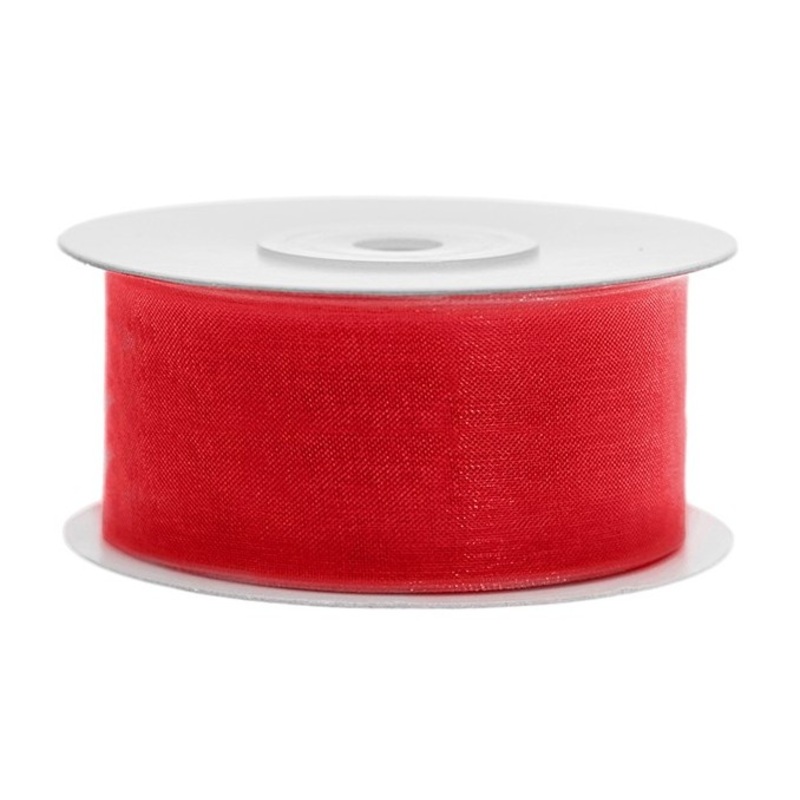 25m organza fabric on roll light red