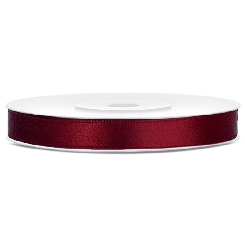 25m satin ribbon burgundy 6mm wide