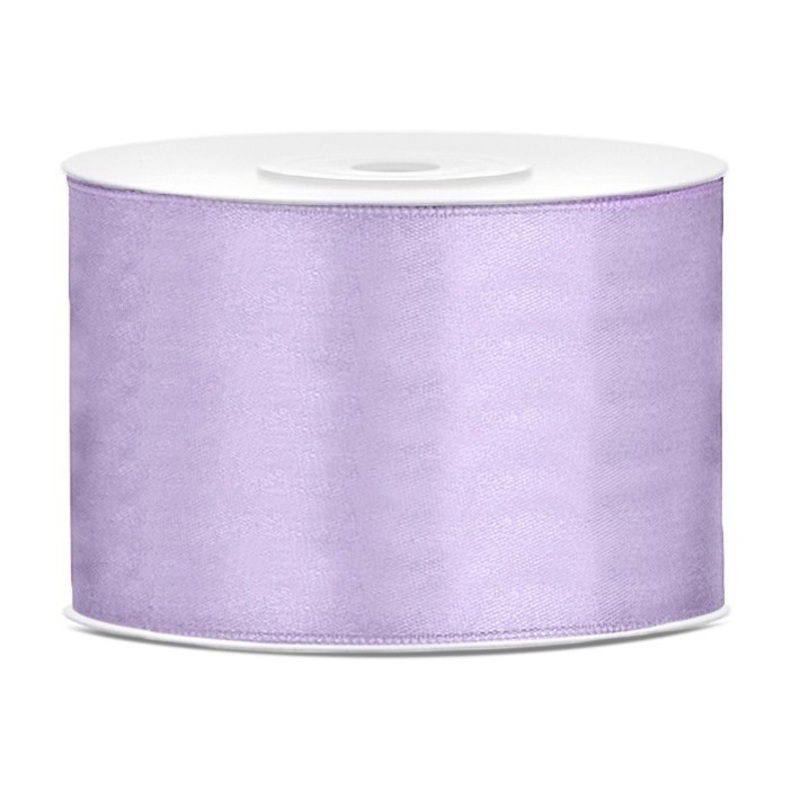 25m satin ribbon, light lilac, 5cm wide