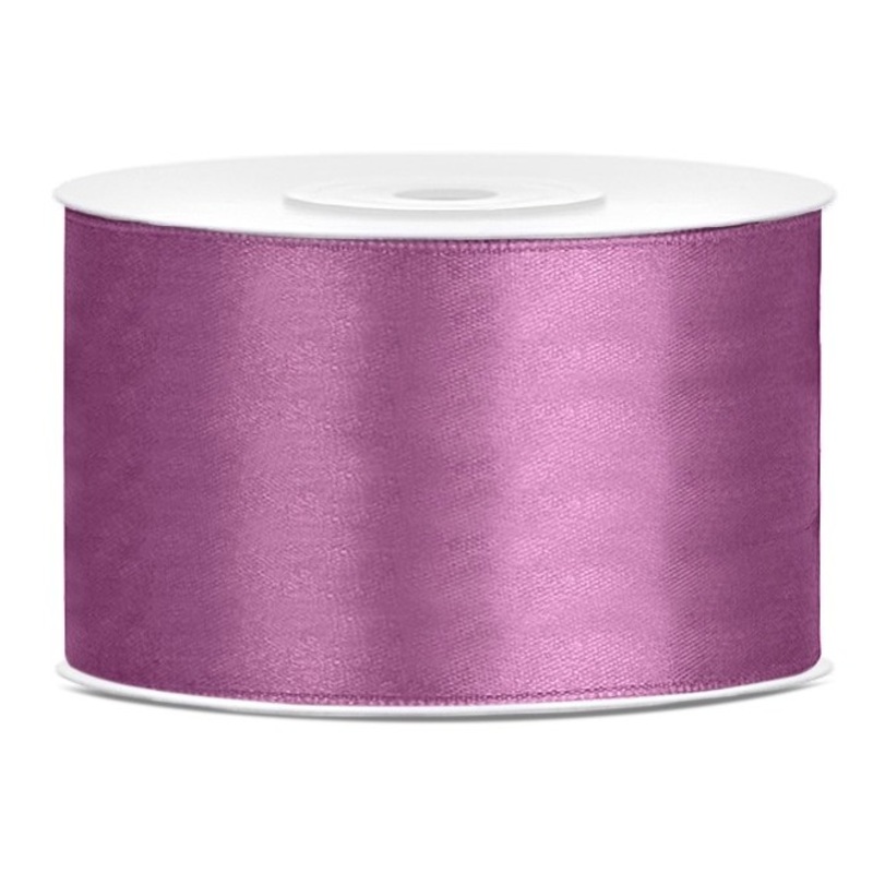 25m satin ribbon plum 38mm wide