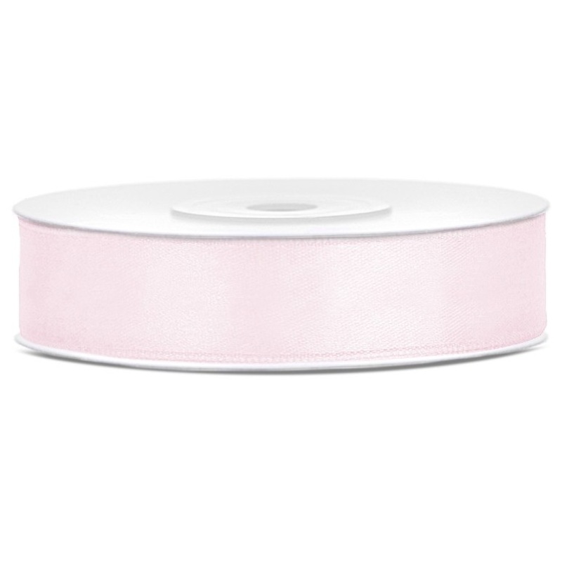 25m satin ribbon, powder pink, 12mm wide
