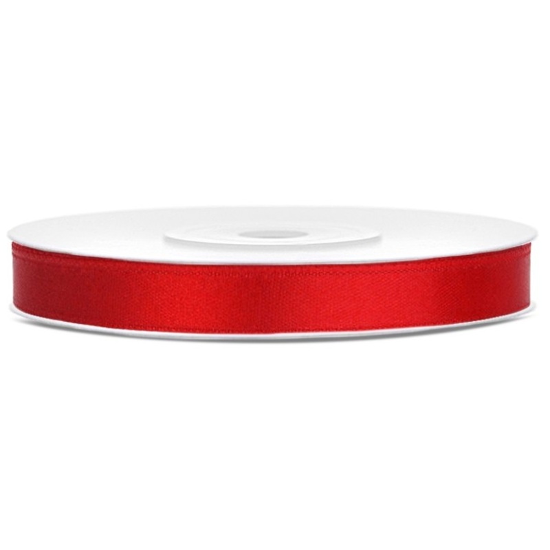 25m Satin Ribbon Red 6mm wide