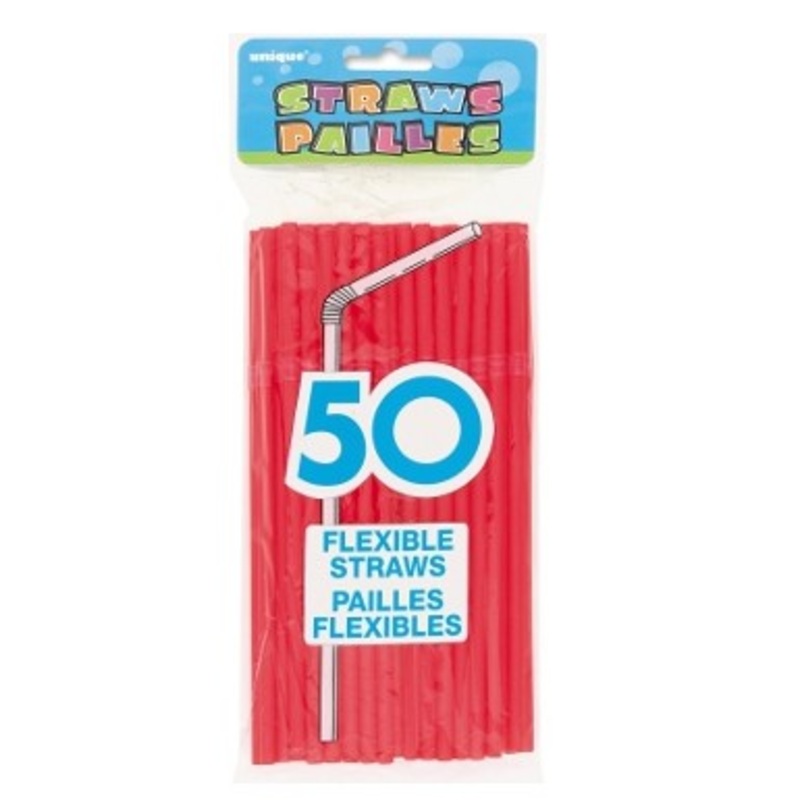 50 Flexi straws Vera red 20cm