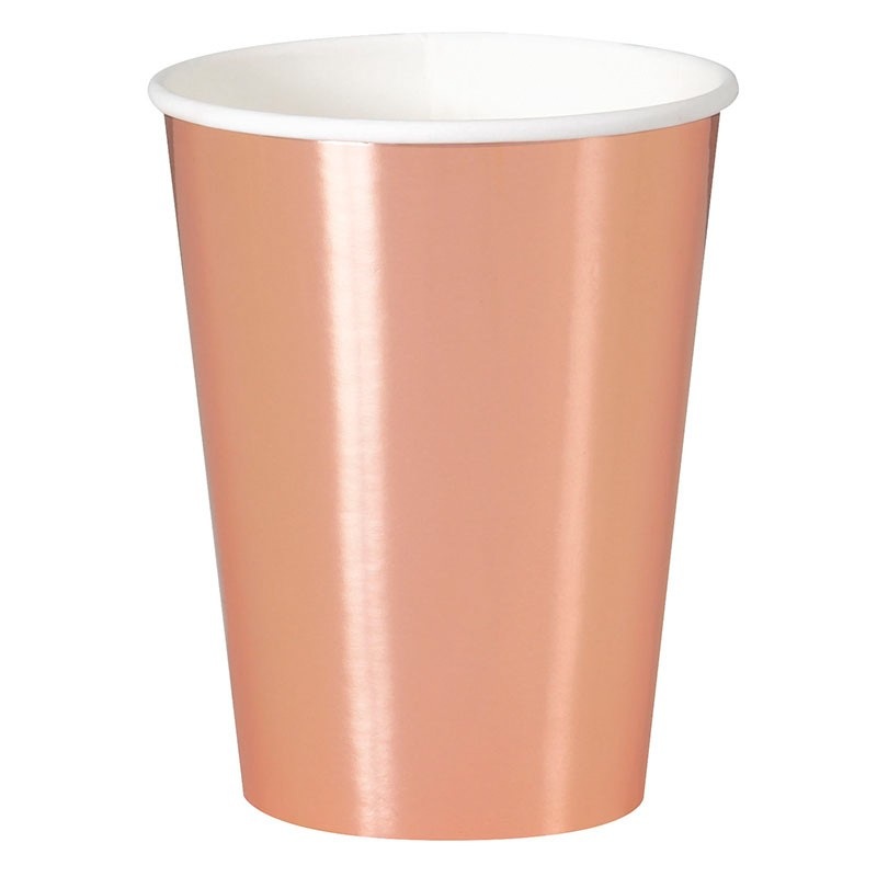 8 paper cups Vera rose gold 355ml
