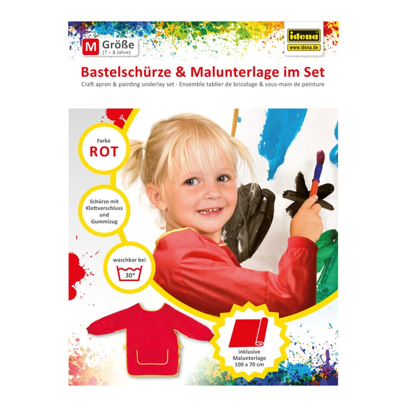 Bastelschrze und Malunterlage rot Gre M / 7-8 Jahre