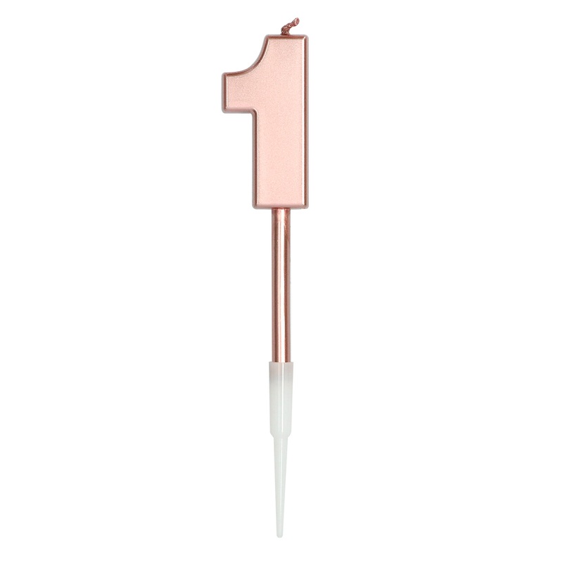 Candle number 1 rose gold metallic